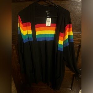 Torrid Black Sweater with Colorful Stripes, NWT, Size 3X